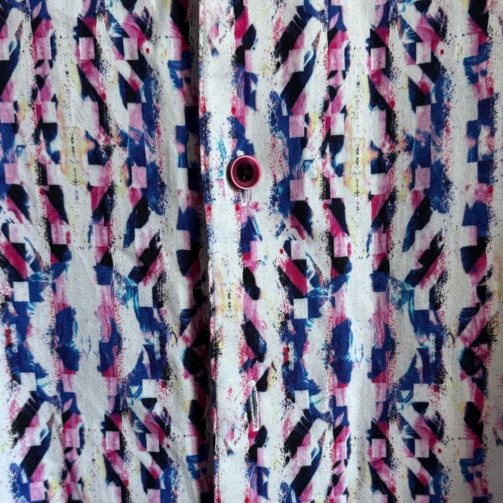 Robert Graham Vibrant Blue and Pink Patterned Button Down Shirt - Picture 4 of 5